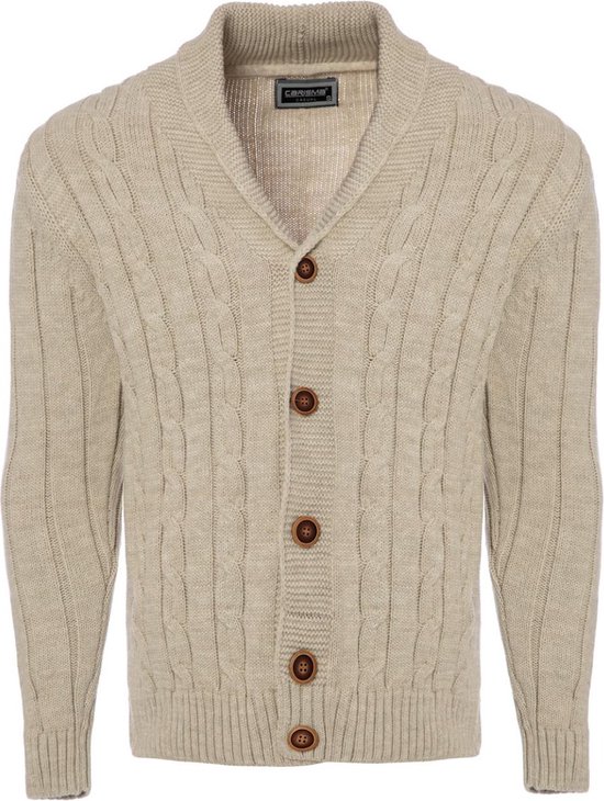 Carisma Casual Gebreid Heren Vest Met Knopen Beige 7771 - M