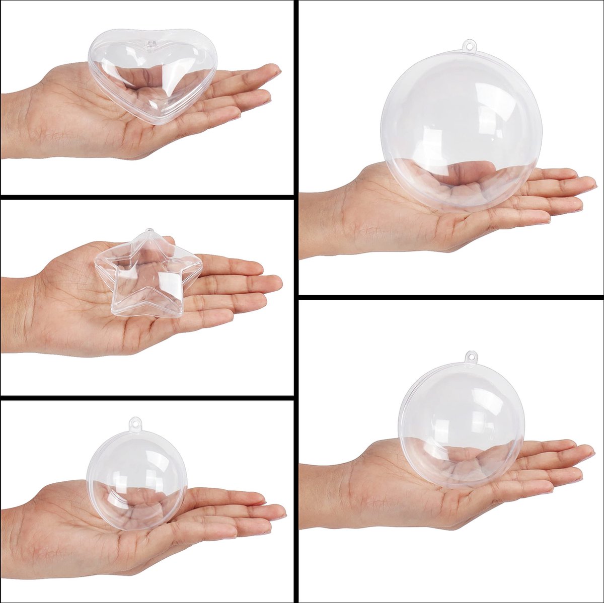 20 stuks transparante kerstballen, vulbaar, 6 cm, doorzichtige