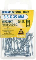 Deltafix spaanplaatschroef platkop / torx / met nibs / type 17 snijpunt verzinkt 3.5 x 35 mm 25 st.