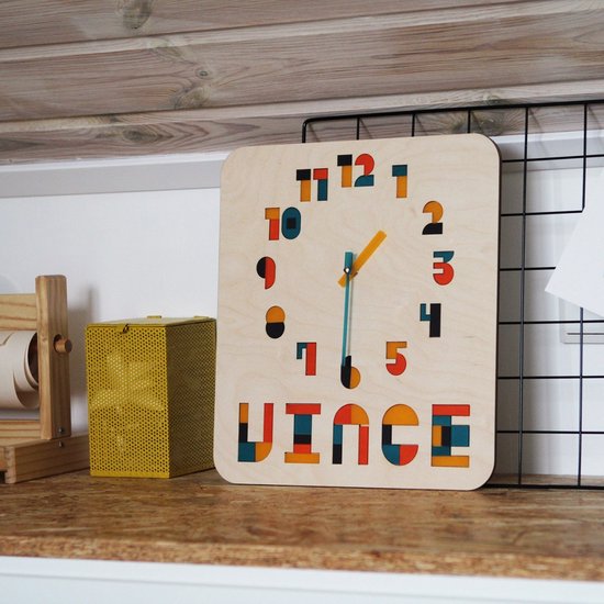horloge de nom | 5-6 lettres - Horloge murale en bois - Cadeau pour chambre d'enfant - Cadeau personnel