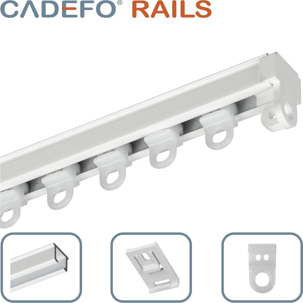 Cadefo RAILS (201 250 cm) Gordijnrails Compleet op maat! UIT 1 STUK Leverbaar tot 6 meter Plafondbevestiging Lengte 250 cm 2 5 meter