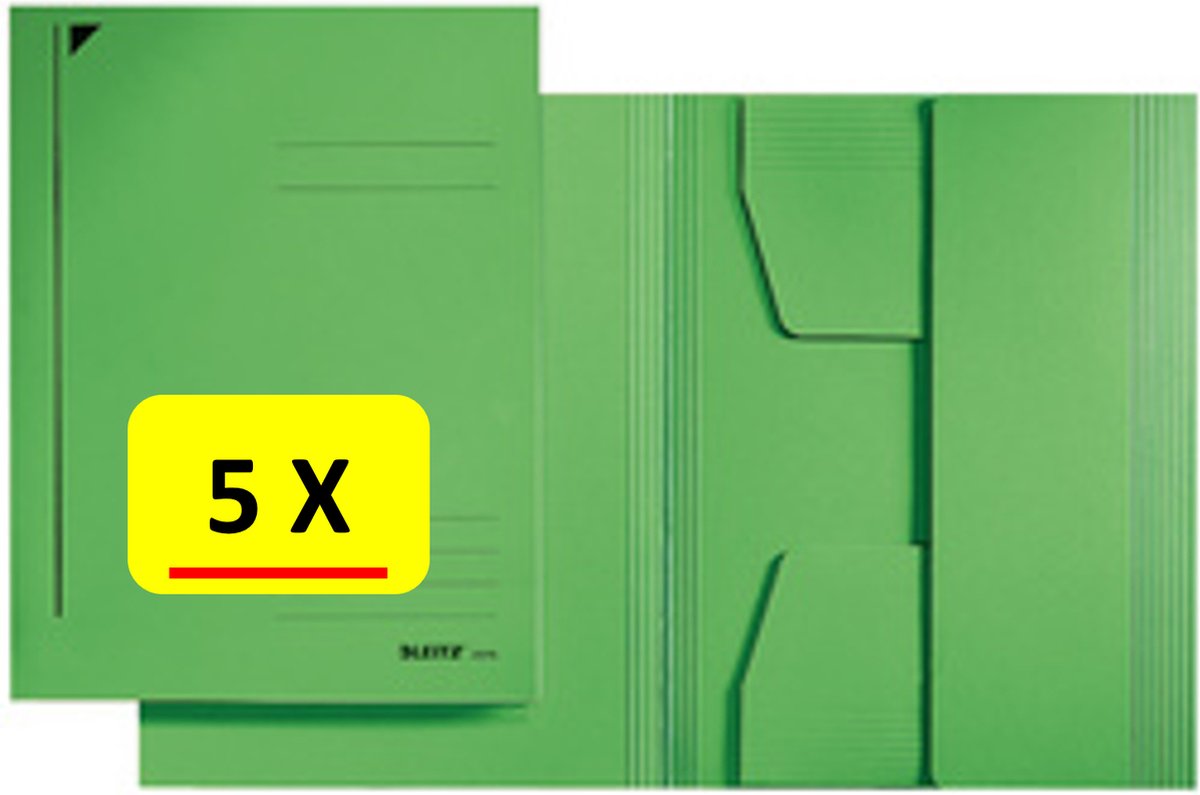 5 x Dossiermap - A4 - Leitz - Manilla karton - groen