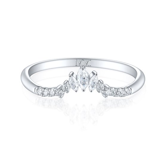 Serenella - Alliance de mariage Platinum marquise et ronde moissanite