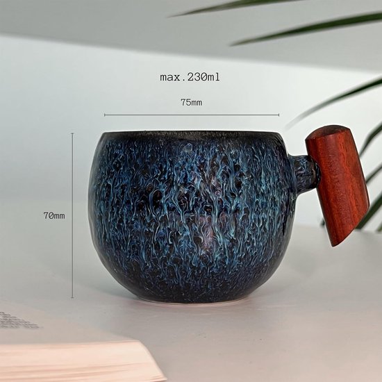 Japanse vintage houten handvat keramische koffiemok water