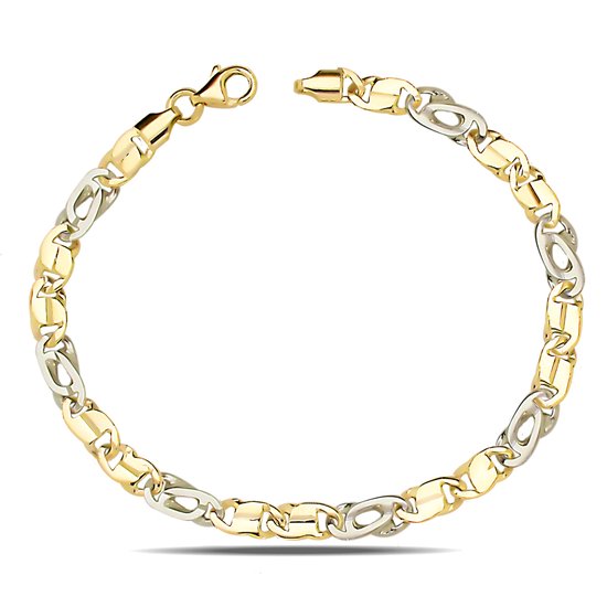 Juwelier Zwartevalk 14 karaat gouden bicolor armband - ZV 393/19,5cm