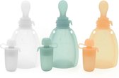 Infansa Hervulbare Knijpzakjes met Lepeltjes - Herbruikbaar Knijpfruit - Herbruikbare Siliconen Bewaarbakjes voor Babyvoeding - BPA vrij - 120 ML
