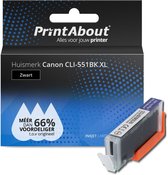 PrintAbout huismerk Inktcartridge CLI-551BK XL Zwart Hoge capaciteit geschikt voor Canon