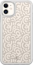 Casimoda® hoesje - Geschikt voor iPhone 11 - Ivory Abstraction - 2-in-1 case - Schokbestendig - Geometrisch patroon - Verhoogde randen - Multi, Transparant