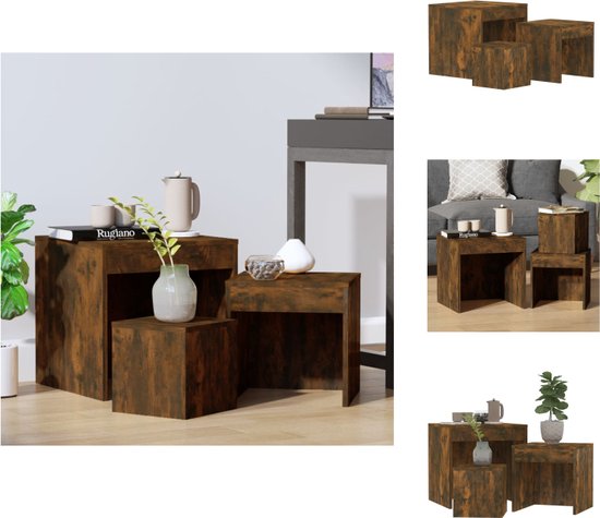 vidaXL Table emboîtable - Tables emboîtables - Ensemble de table - Ensemble de table - Ensemble de table 3 pièces Bois décoré Chêne fumé