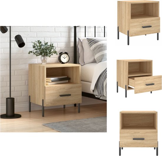 VidaXL Nachtkastje Industriële Betongrijs - 40 X 35 X 69 Cm - Met 3 Lades Kast
