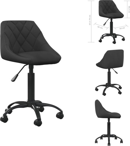 vidaXL Bureaustoel - Verstelbaar - Fluweel - Zwart - 44x46x(67.5-79)cm - Bureaustoel