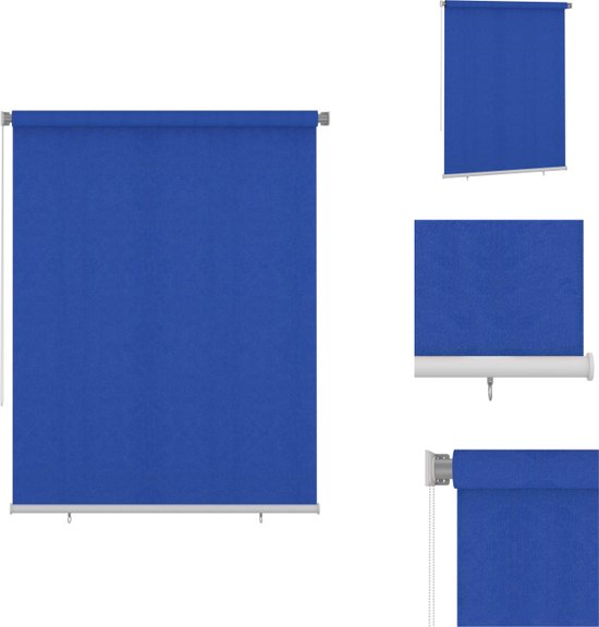 vidaXL Rolgordijn Buiten - 180 x 230 cm - Blauw - HDPE - UV-bescherming - Jaloezie