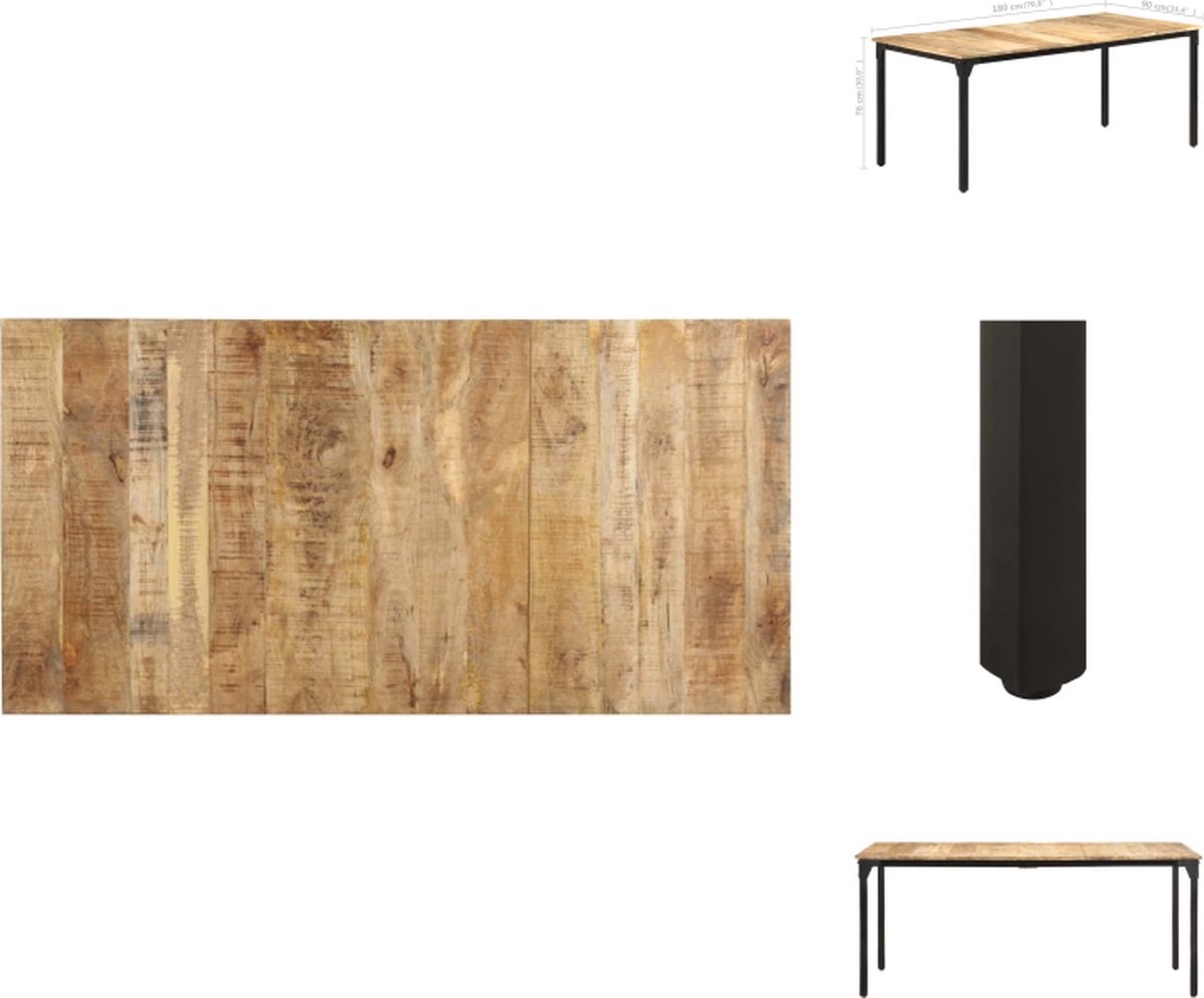 vidaXL Eettafel - 180x90x76 - cm - ruw - mangohout Bruin