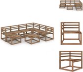 vidaXL tuinset Grenenhouten - Hoekbank 64x64x70 cm - Middenbank 60x64x70 cm - Tafel/Voetenbank 60x60x36.5 cm - Tuinset