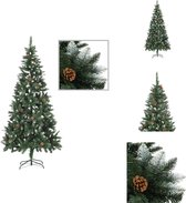 vidaXL Sapin de Noël artificiel - Pin - 210 cm - Réaliste - 1 060 extrémités pointues - Avec paillettes et pommes de pin - Sapin de Noël décoratif