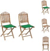 vidaXL Buitenstoelen set - bamboe - 50x42x92 cm - inklapbaar - groen kussen - Tuinstoel