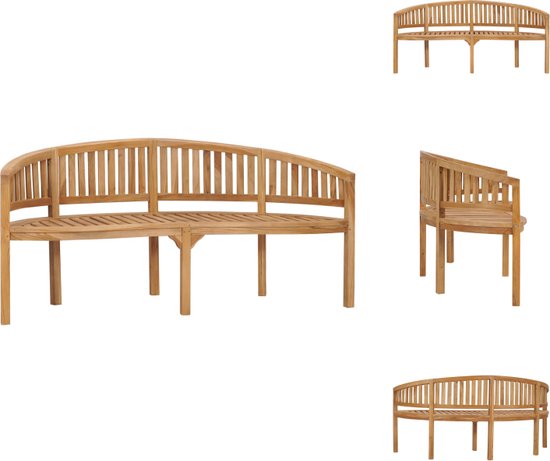 The Living Store Banc en teck - En forme de banane - 180 x 66 x 86 cm - Durable