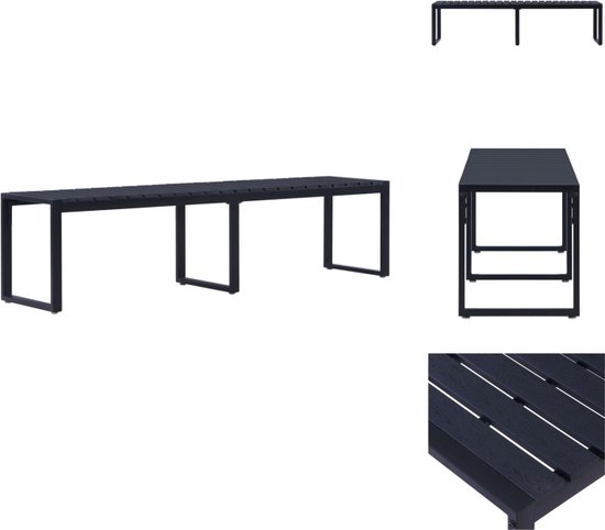 Banc de jardin vidaXL - 180 cm - Zwart - Panneau PS- Banc de jardin design moderne - Set de salon d'extérieur - Ensemble de jardin - Banc de jardin noir