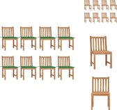 vidaXL Tuinstoelenset - Teakhout - 8 stoelen met kussen - 50x53x90 cm - Tuinstoel