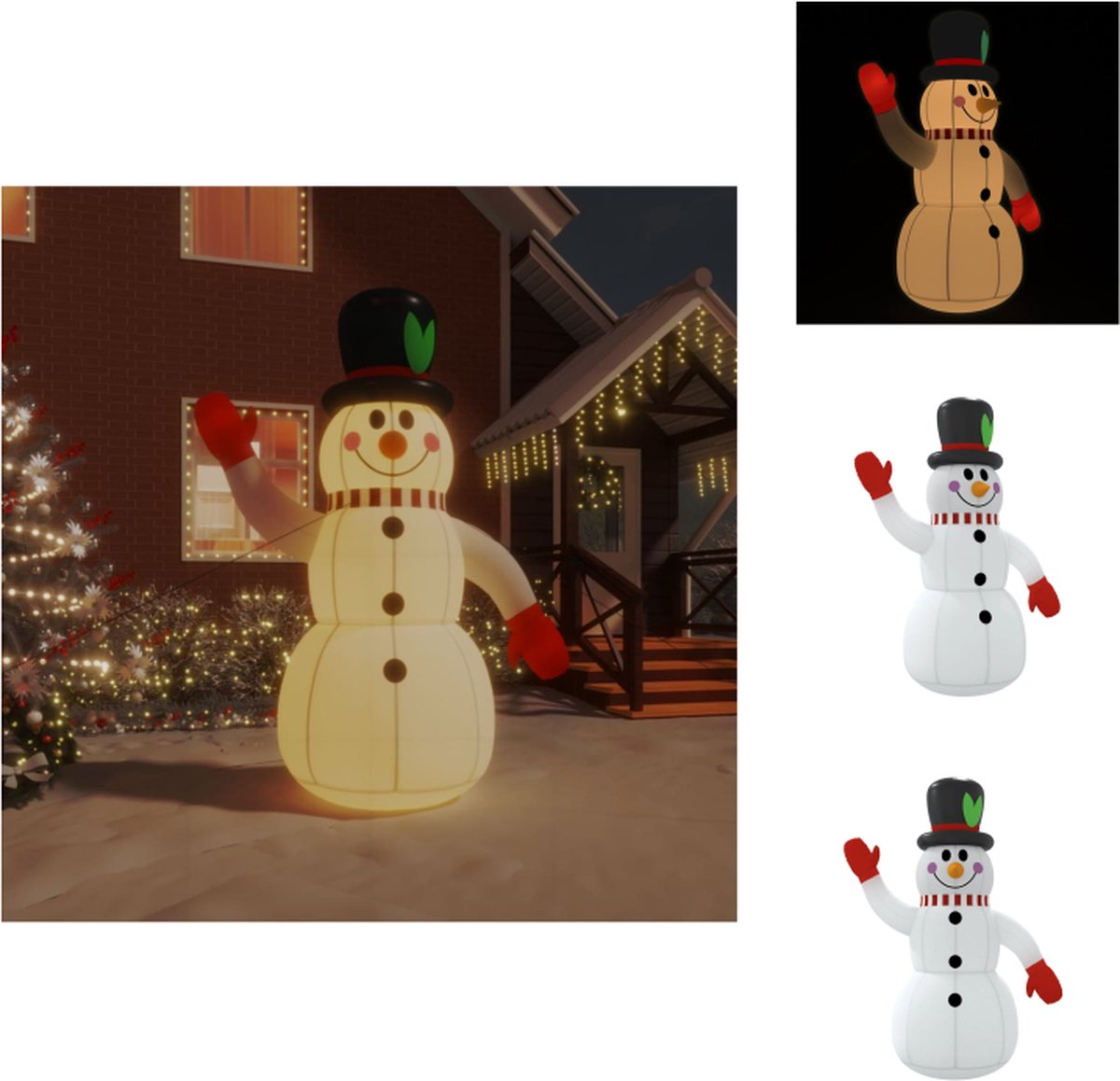 vidaXL Opblaasbare Sneeuwpop - 170 x 110 x 240 cm - LED-verlichting - Inclusief adapter en grondpin - Decoratieve kerstboom