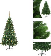 vidaXL Kunstkerstboom - Realistisch - PE Takken - 180 cm - LED-verlichting - Groen - Decoratieve kerstboom
