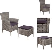vidaXL Ensemble de meubles de jardin - Poly - Grijs - Coussins 4 cm - vidaXL - Chaise de jardin