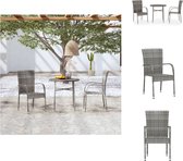 vidaXL Poly Rattan Tuinset - Grijs - 45 x 45 cm tafel - Stapelbare stoelen - Tuinset