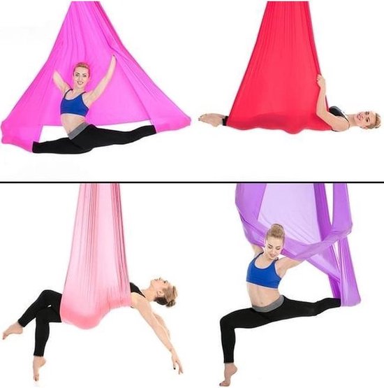 Yoga Aerial swing hangmat met 3 sets handgrepen gewicht tot 300kg inclusief beton bevestiging - Ministry of Yoga