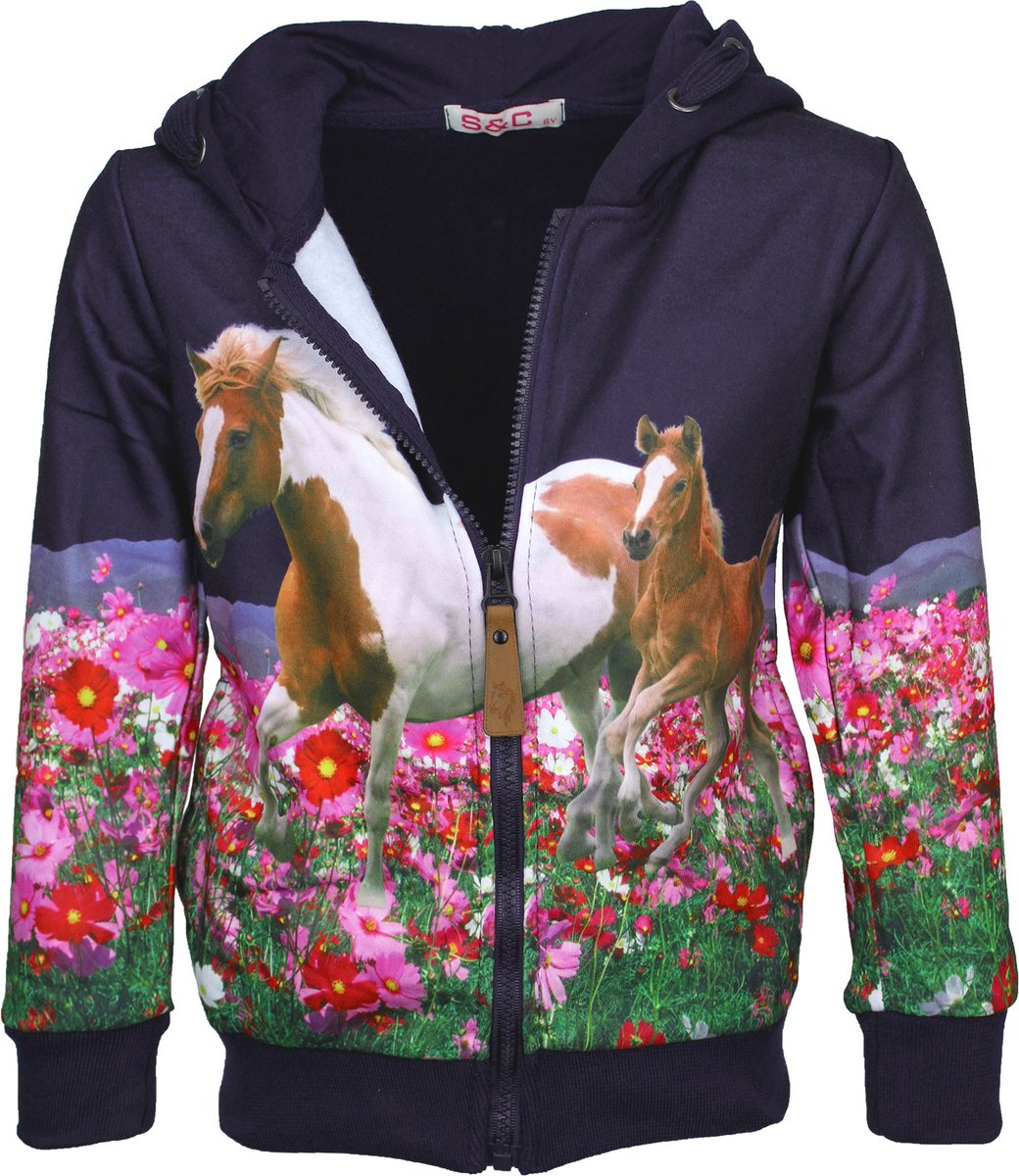 S&C Vestje Pony blauw Kids & Kind Meisjes Blauw - Maat: 86/92