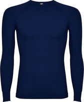 2 Pack Donker Blauw thermisch sportshirt met raglanmouwen naadloos model Prime maat M-L