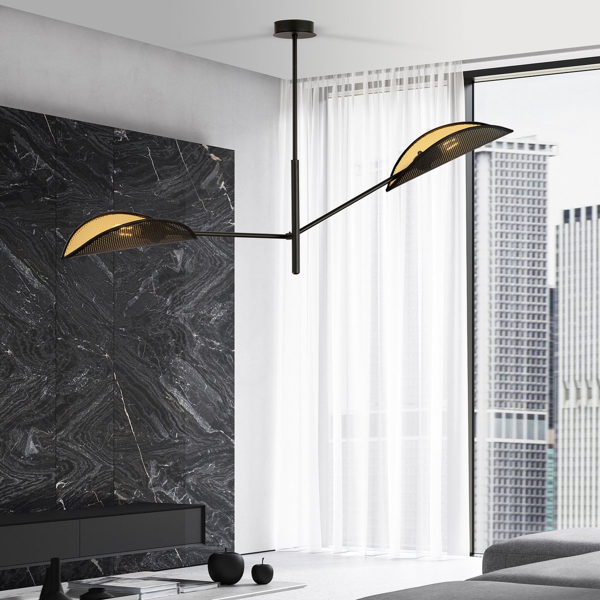 Emibig Skanderborg design hanglamp met 2 zwarte metalen vleugels E14 - Perfect voor sfeervolle verlichting in elke ruimte
