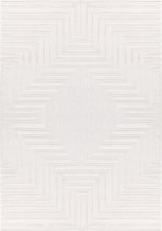 Flycarpets Cara Modern Japandi Labyrinth Vloerkleed - Creme - 160x230 cm