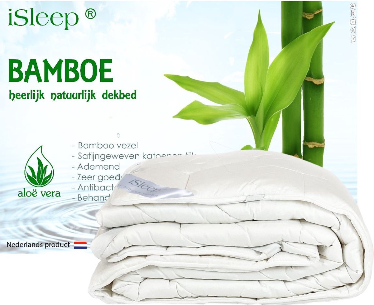 iSleep Onderdeken Bamboo DeLuxe - 100% Bamboe Vezel - Litsjumeaux - 180x200 cm - Wit