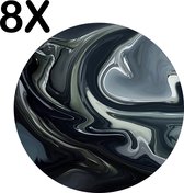 BWK Luxe Ronde Placemat - Abstract Vloeibaar Metaal - Set van 8 Placemats - 40x40 cm - 2 mm dik Vinyl - Anti Slip - Afneembaar