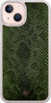 Casimoda® hoesje - Geschikt voor iPhone 13 - Snake Mix - 2-in-1 case - Schokbestendig - Slangenprint - Verhoogde randen - Groen, Transparant