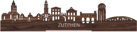 Standing Skyline Zutphen Notenhout - 40 cm - Woon decoratie om neer te zetten en om op te hangen - Meer steden beschikbaar - Cadeau voor hem - Cadeau voor haar - Jubileum - Verjaardag - Housewarming - Aandenken aan stad - WoodWideCities