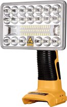 Krylanso® - Lampe LED pour batteries d'outils DeWalt 14,4 V-18V-20V - Interface USB : 5V 2,1A - Tête de lampe orientable - Compacte et maniable - 18 Watt - 2000 Lumen (livrée sans batterie ni chargeur)