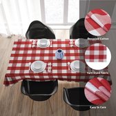 Nappe pour table à manger centrale 6 places - Carreaux Rouge Buffalo (142 x 240 cm) - Tissu mercerisé en fil, lavable, rectangulaire, pour hôtel, restaurant et hôtel