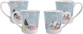 Nordic Village Ceramic Mug Set of 4 Coffee Tea Drinks Microwave Dishwasher Safe