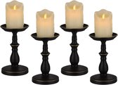 Candle Holders Black Set of 4 Metal Vintage Pillar Candle Holders for Decoration Dining Table Wedding Party Birthday Living Room Christmas