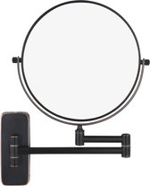 Make-upspiegel wandmontage - vergrotingsspiegel voor badkamer zwart brons - make-upspiegel met 1x/10x vergroting - 360° draaiverlenging - scheerspiegel wandmontage, diameter 20 cm