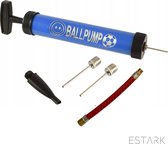 Universele ballenpomp - Opblaaspomp - Handmatige pomp - In blauw/rood - 19 cm + verschillende accessoires.