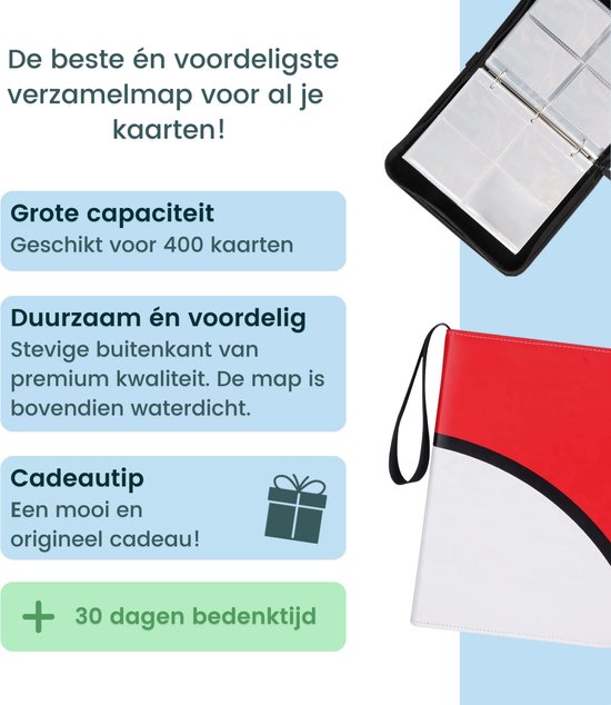 YCWIN Voetbalverzamelkaartenalbum voor 400 kaarten, 4-pocket voetbalkaarten, verzamelalbum met ritssluiting en 50 uitneembare hoezen, groot kaartenboek, 3 ringen, kaartenmap, sportkaartenmap