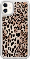 Casimoda® hoesje - Geschikt voor iPhone 11 - Luipaard print bruin - 2-in-1 case - Schokbestendig - Luipaardprint - Verhoogde randen - Bruin/beige, Transparant