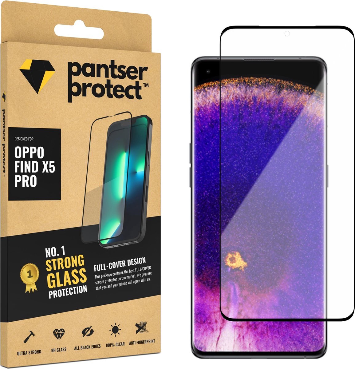 Pantser Protect™ Glass Screenprotector Geschikt voor OPPO Find X5 Pro - Case Friendly - Premium Curved Pantserglas - Glazen Screen Protector