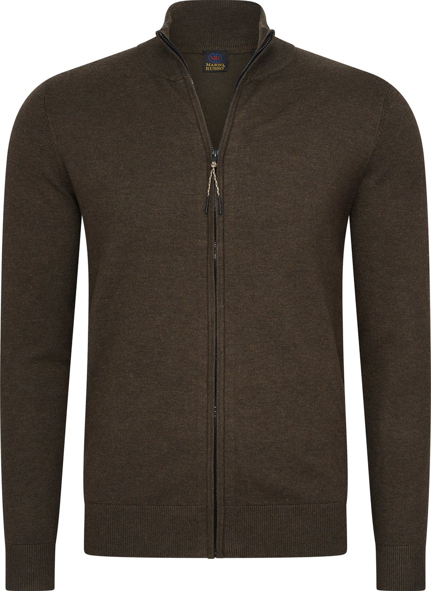 Mario Russo Full Zip Cardigan - Vest Heren - Coltrui Heren - Trui Heren - Bruin - 3XL