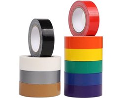 Ducttape, 10 rollen, gemengde kleuren, 19 mm x 9,14 m, heavy duty, sterke plaktape voor doe-het-zelf, reparatie, binnen en buiten, handwerk
