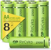 Piles AA rechargeables GP ReCyko - Piles rechargeables AA (2100mAh) - 8 pièces