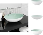 vidaXL Glazen Wastafel - Wit - 50x37x14 cm - Duurzaam glas - Bovenliggend ontwerp - Wastafel