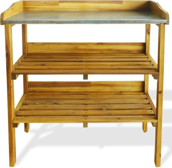 vidaXL Table d'empotage - Bois d'acacia - 76x37x92 cm - 2 étagères - Établi